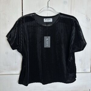 Wearkada Kada The Tee Crop Top Black Velvet Cutout Size XL NWT Sustainable Women